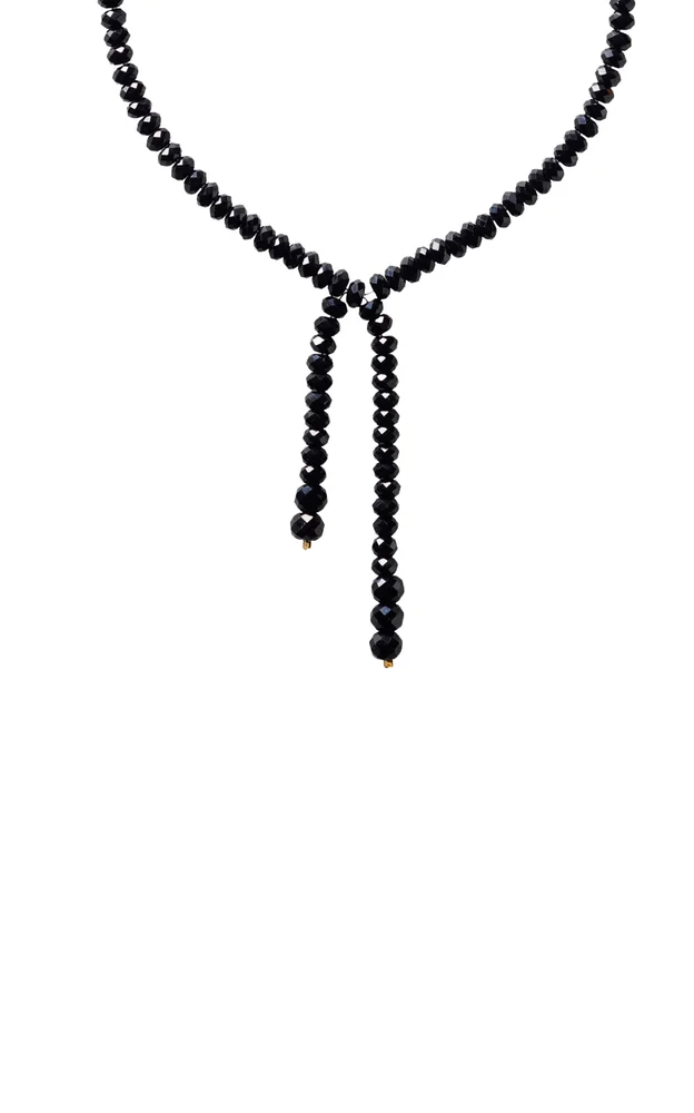 18k Yellow Gold Black Tie Onyx Necklace