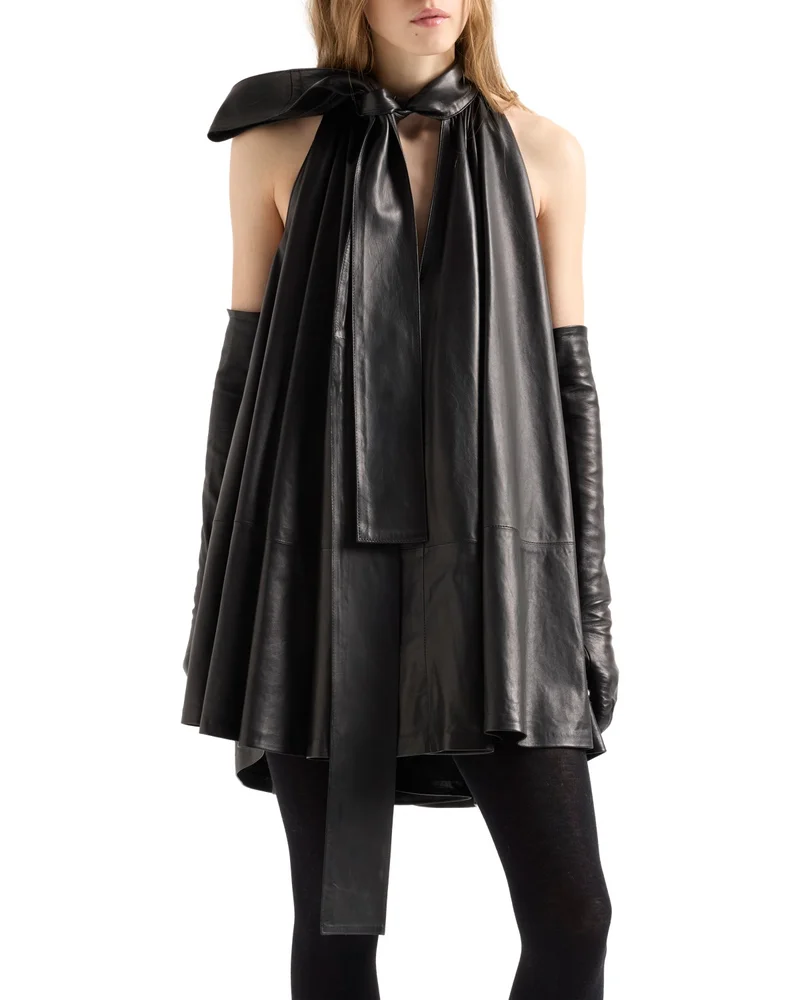 Frill Faux Leather Dress