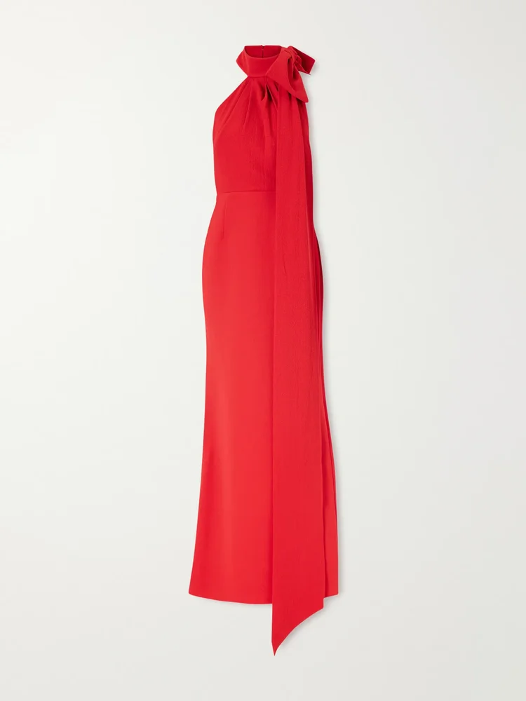Raziel bow-detailed crepe gown