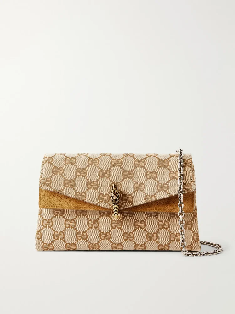 Gucci Dionysus leather-trimmed canvas-jacquard shoulder bag