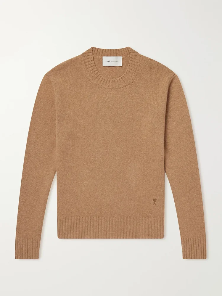 Logo-Embroidered Cashmere and Wool-Blend Sweater