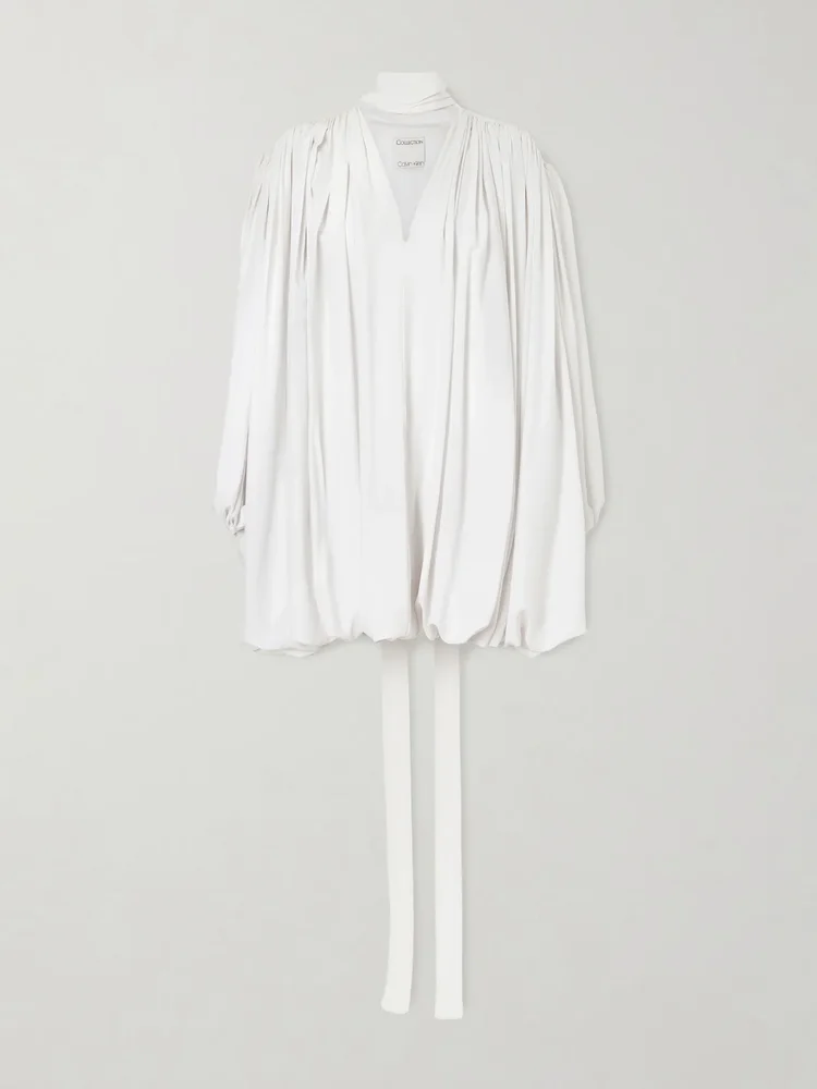 Allegra belted silk crepe de chine