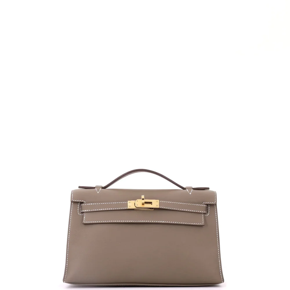 Pre-Owned Kelly Pochette Swift Gray