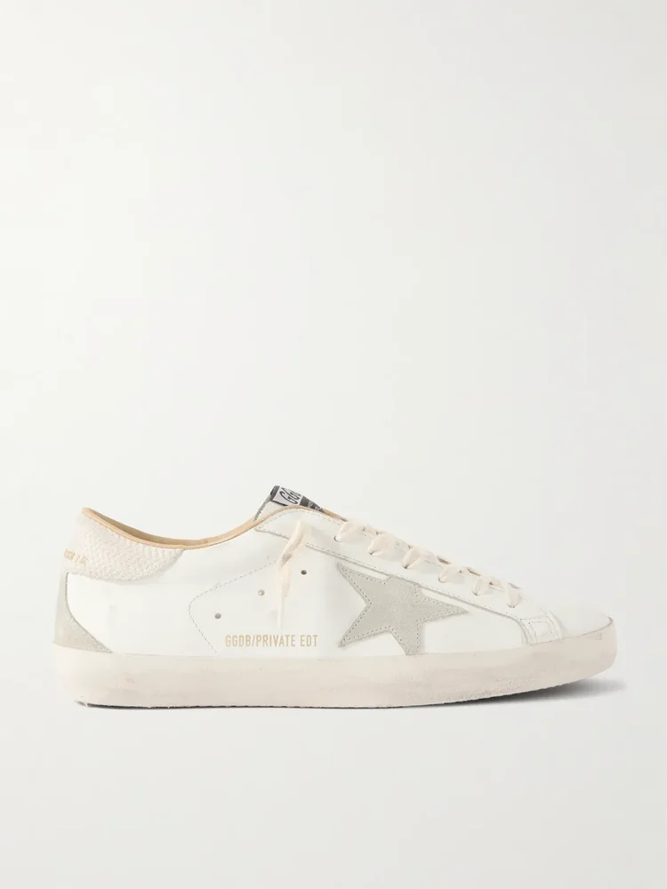 Super-Star Distressed Suede-Trimmed Leather Sneakers