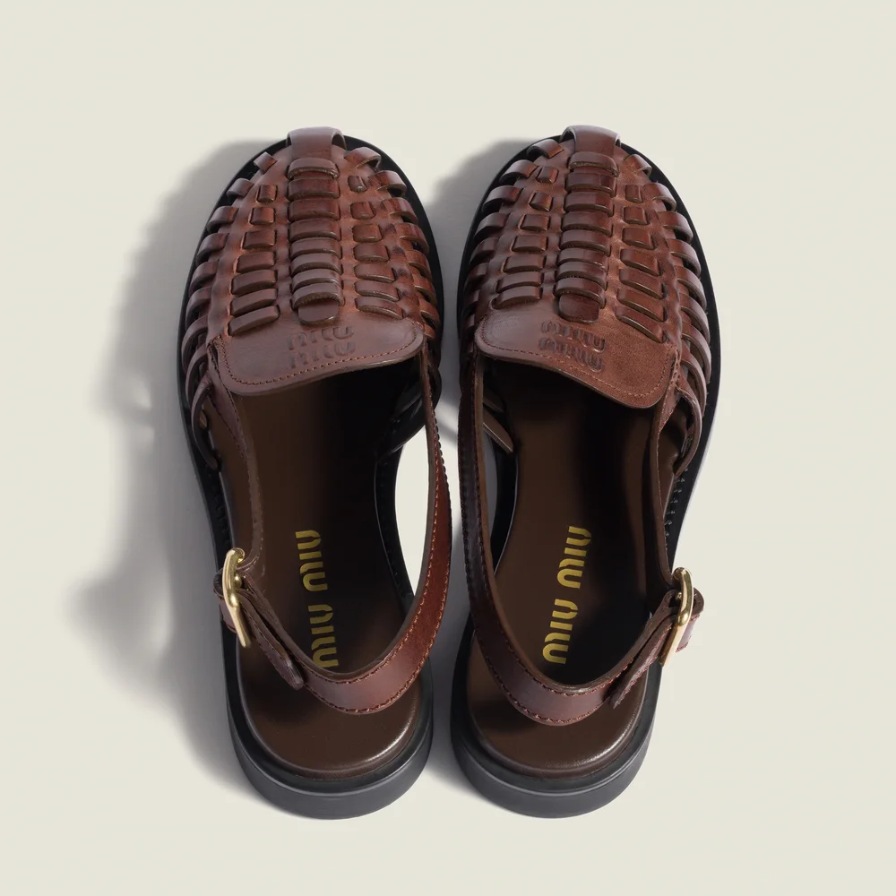 Leather slingback loafers