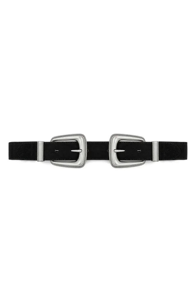 Arch Suede Double Buckle Belt