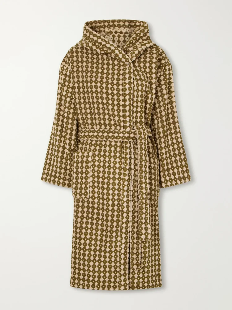Hanna printed cotton-terry bathrobe