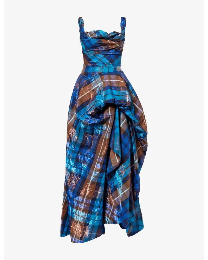 Chichi Check-Pattern Tulle Maxi Dress