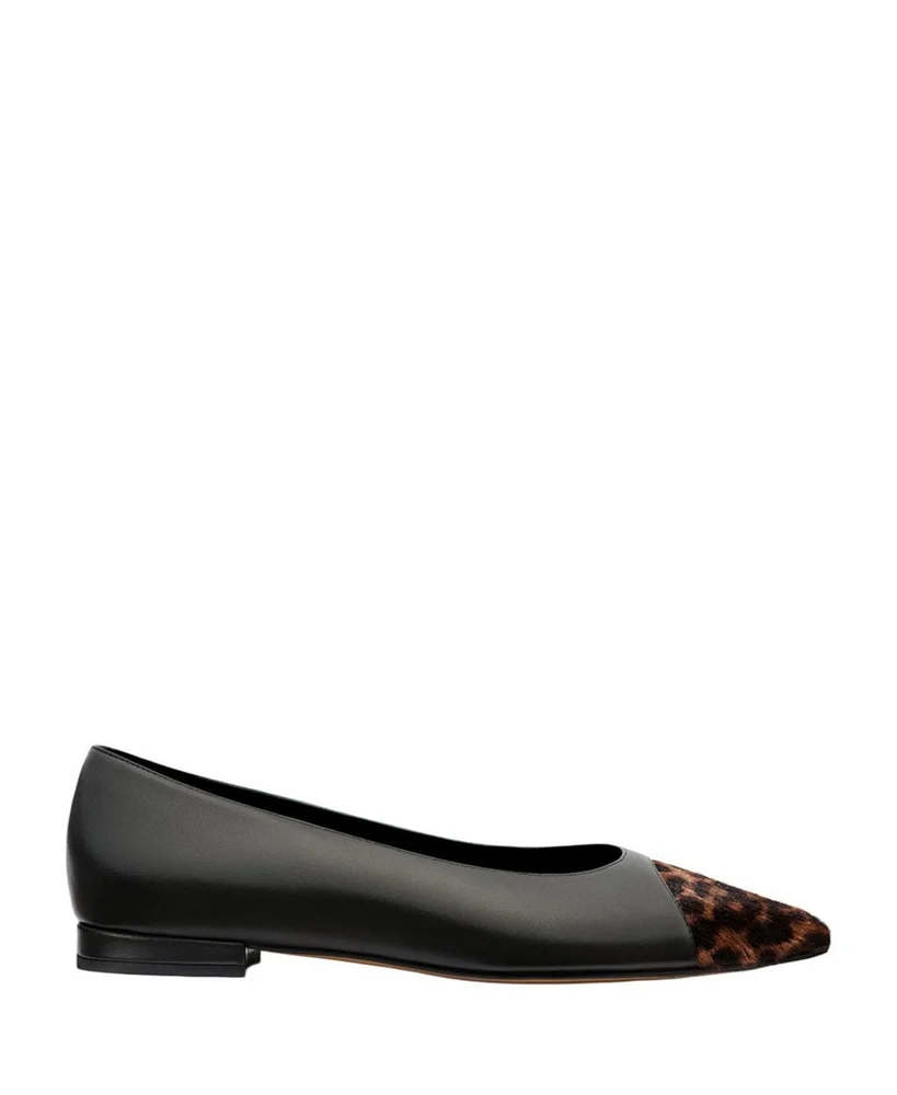 The Alba Flats, Black Nappa Leopard Haircalf