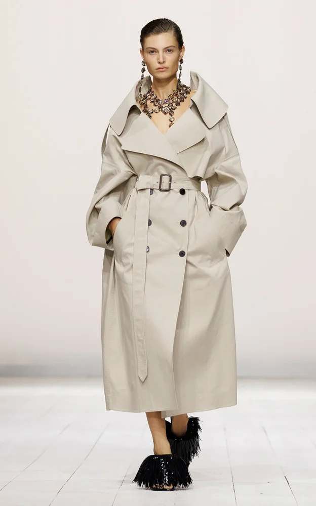 Oversized Bonded Cotton Trench Coat