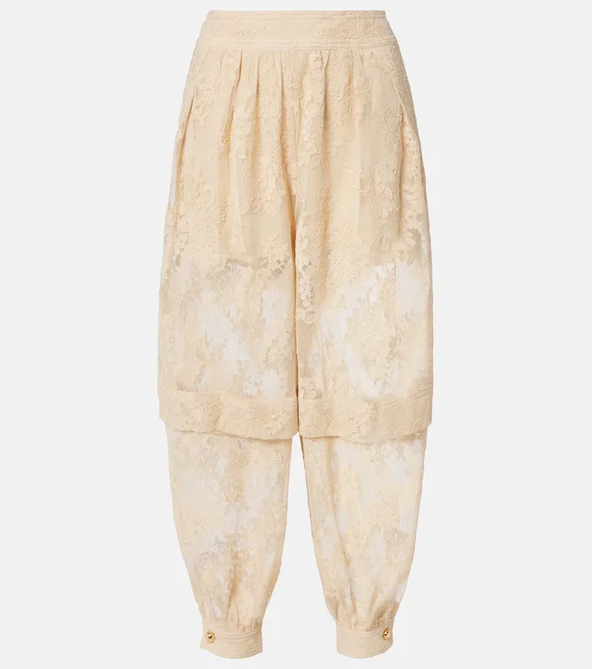 Hypnotic layered lace barrel-leg pants