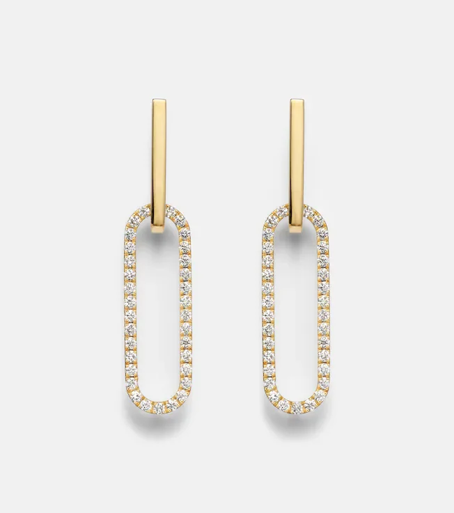 Link 18kt gold hoop earrings with diamonds