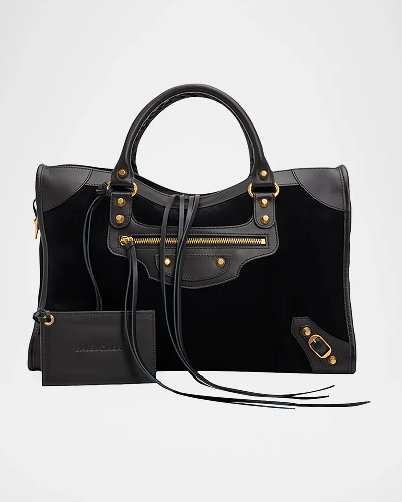 Le City Suede & Leather Top-Handle Bag