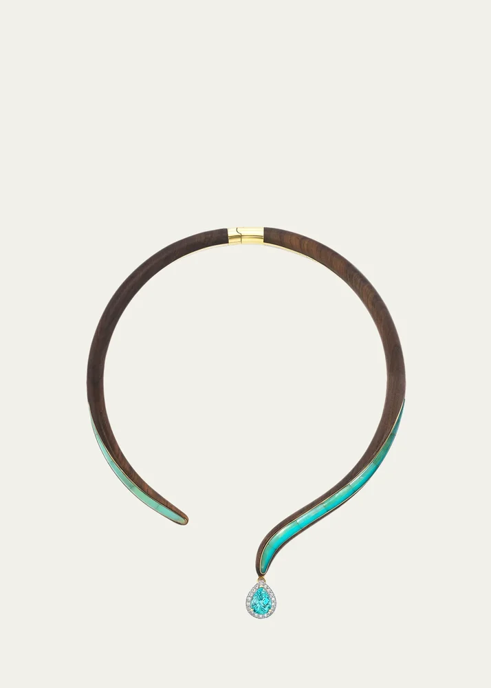 18K Yellow Gold Paraiba Collar Necklace