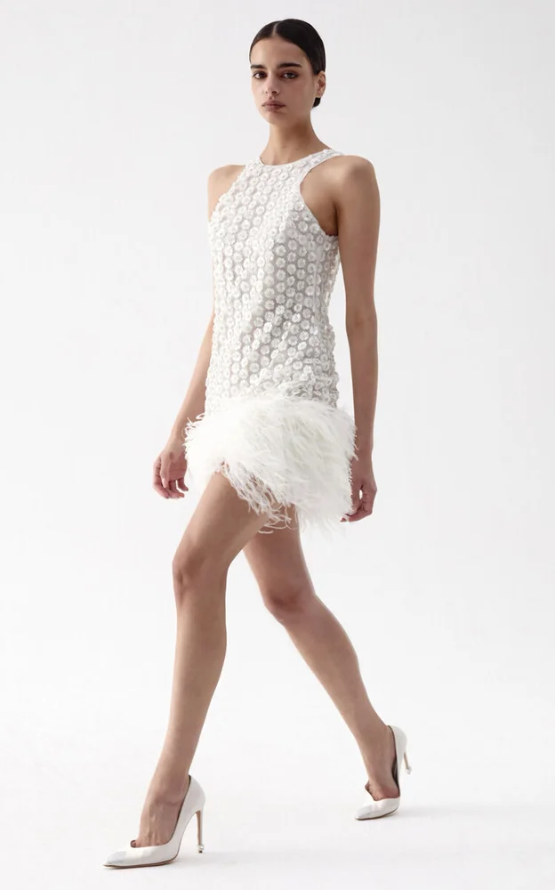 Bixi Feathered Mini Dress