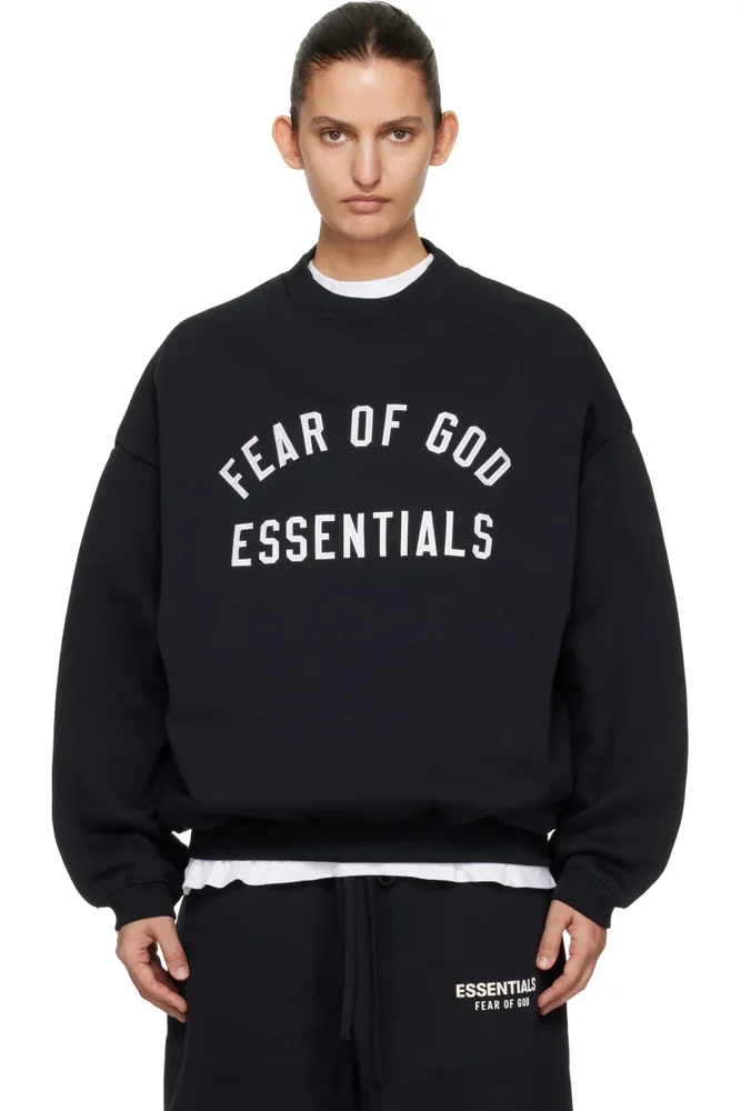 Black Varsity Crewneck Sweatshirt