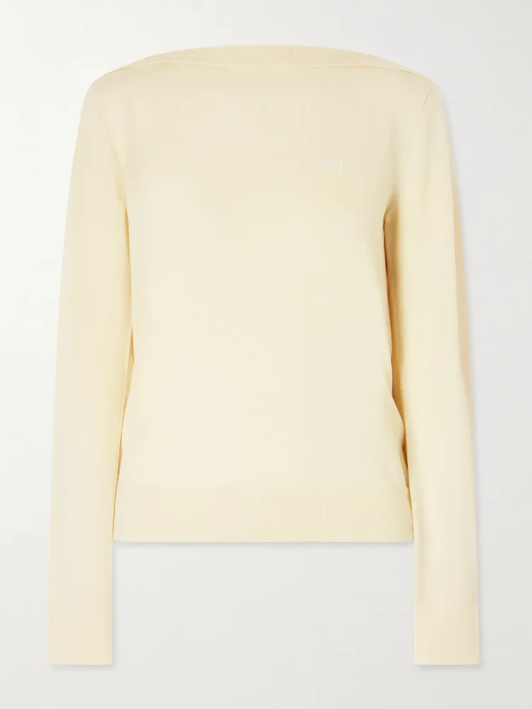 anagram embroidered wool blend sweater