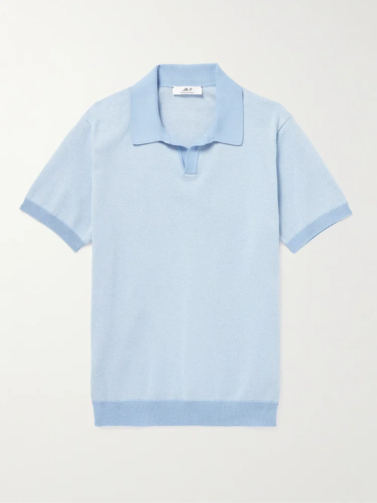 Honeycomb-Knit Cotton Polo Shirt