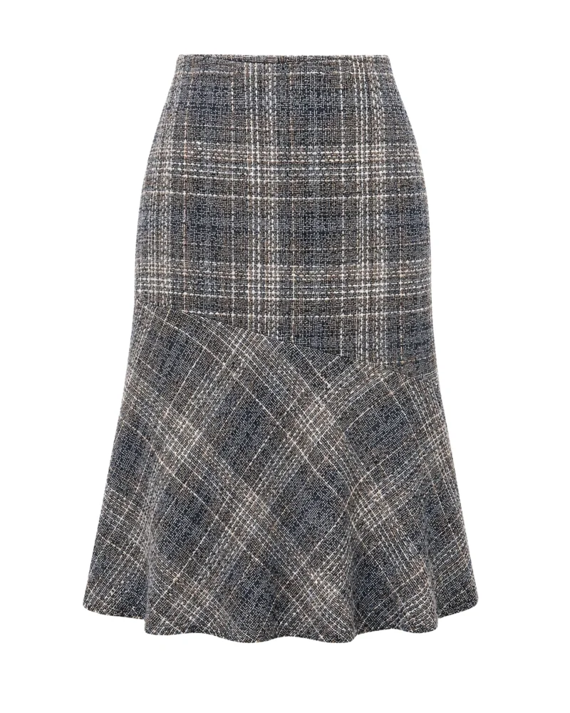 Hera Fluted Tweed Midi Skirt