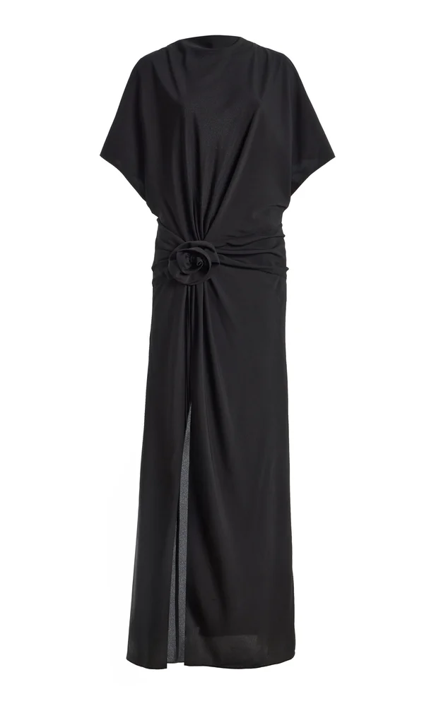 Slit Crepe Maxi Dress