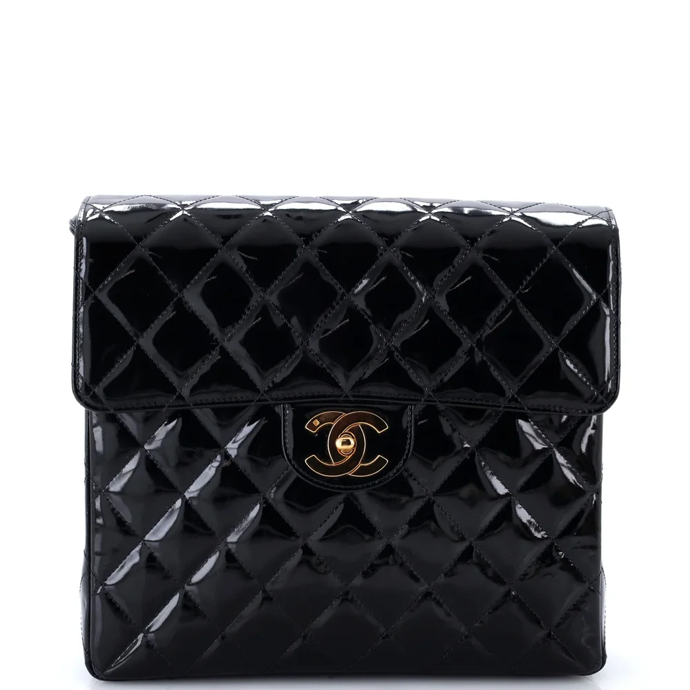 Pre-Owned Chanel Vintage Classic Flap Backpack Quilted Patent Medium