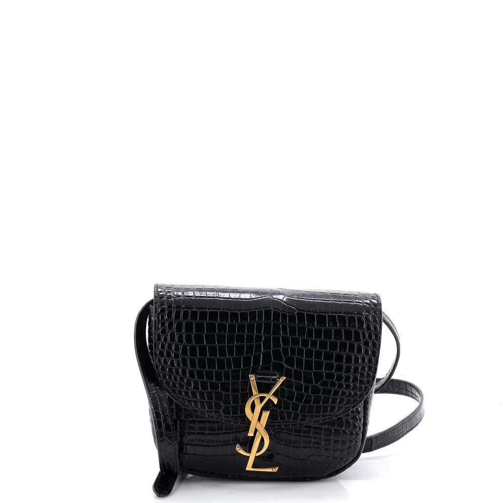 ysl Kaia Shoulder Bag Crocodile Embossed Leather Small