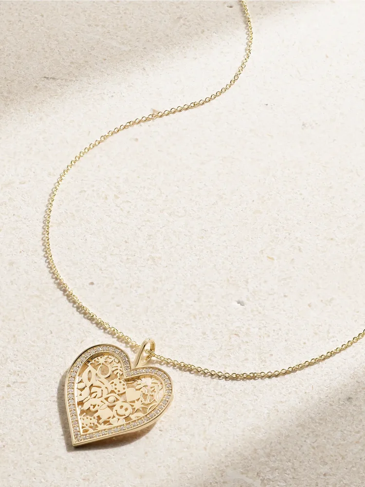 Icon Wallpaper Heart 14-karat gold diamond necklace