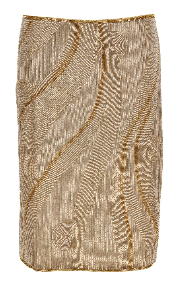 Metallic Silk-Blend Midi Skirt