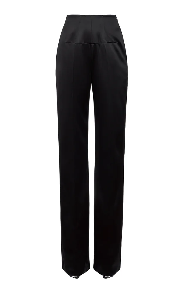 Tailored Elegance Silk-Blend Straight-Leg Pants