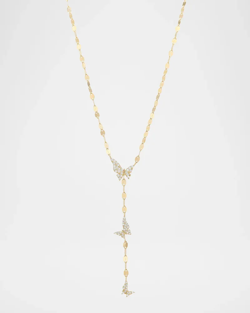Triple Butterfly Diamond Lariat Necklace