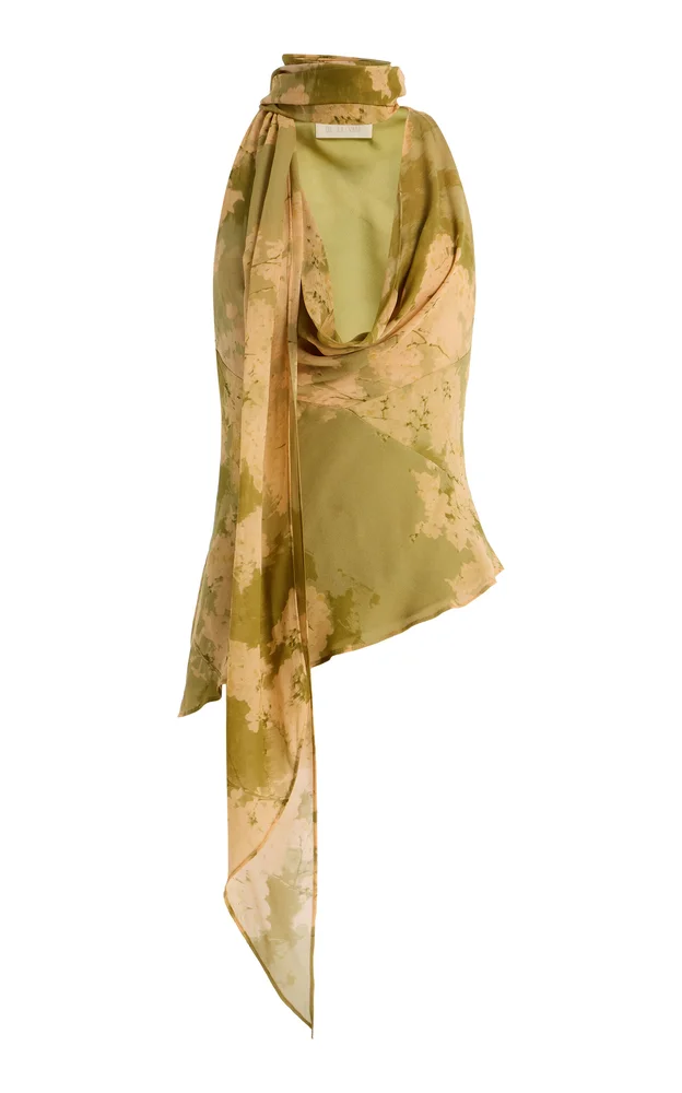 Exclusive Diosa Cowl-Neck Georgette Scarf Top