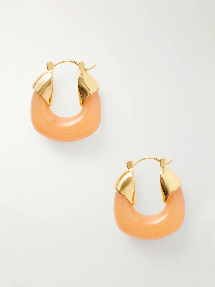 Tangerine gold-tone resin hoop earrings