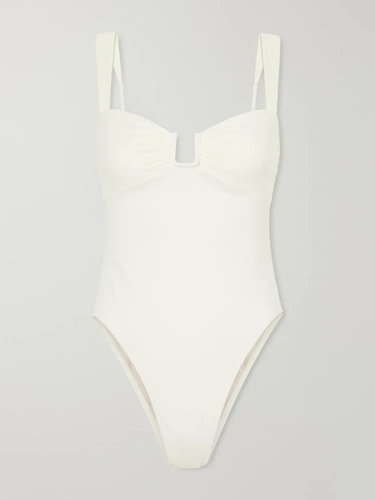 Cannes gathered recycled stretch swimsuit