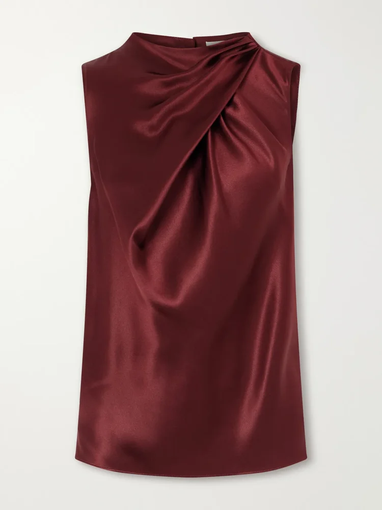 Melina draped silk-satin blouse