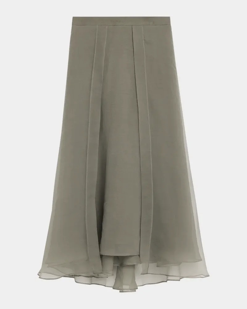Layered Crispy Silk Maxi Circle Skirt