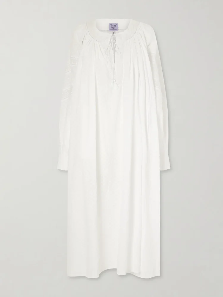 Vladia ruffled embroidered cotton maxi dress