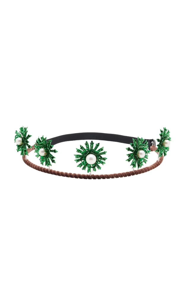 Pearl-Embellished Brass Tiara