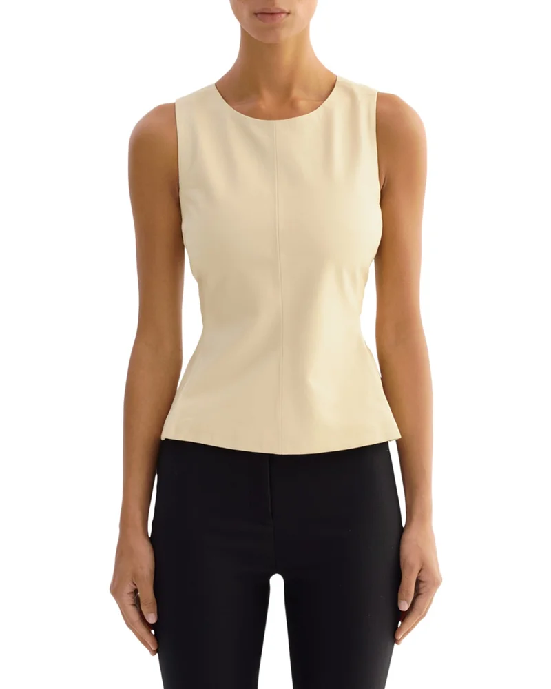 Leather Peplum Hem Top