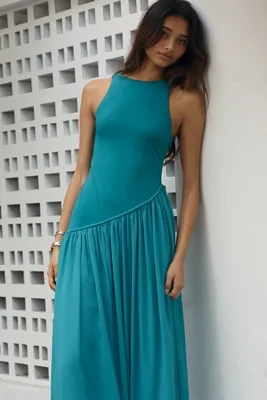 Siempre Asymmetric Halter Maxi Dress