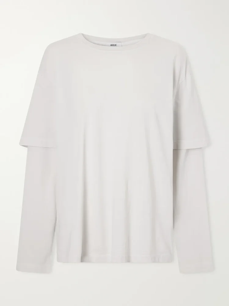 Lois layered cotton-jersey T-shirt
