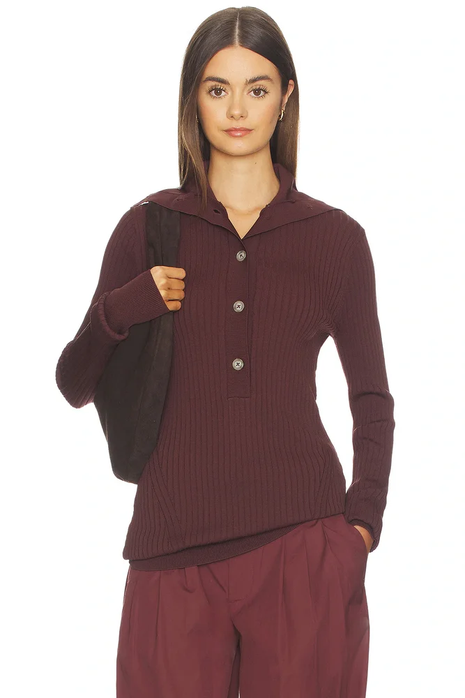 High Neck Henley Top