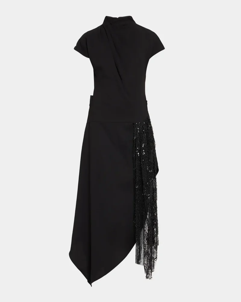 Effie Embellished Asymmetric High-Neck Dress