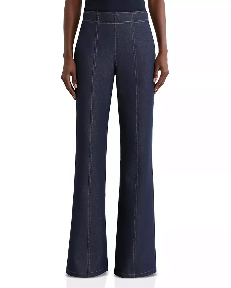 Edie Mid Rise Flare Leg Jeans in Dark Blue