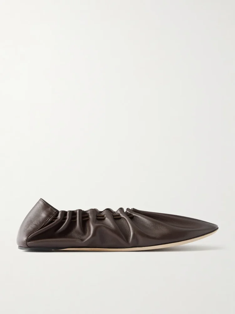 Rue gathered leather ballet flats