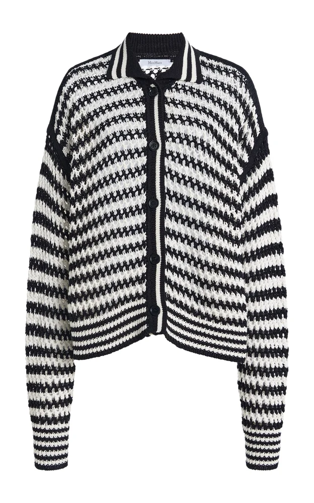 Pinstriped Cotton Cardigan