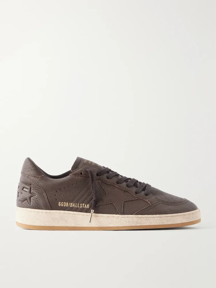 Ball Star Distressed Leather Sneakers