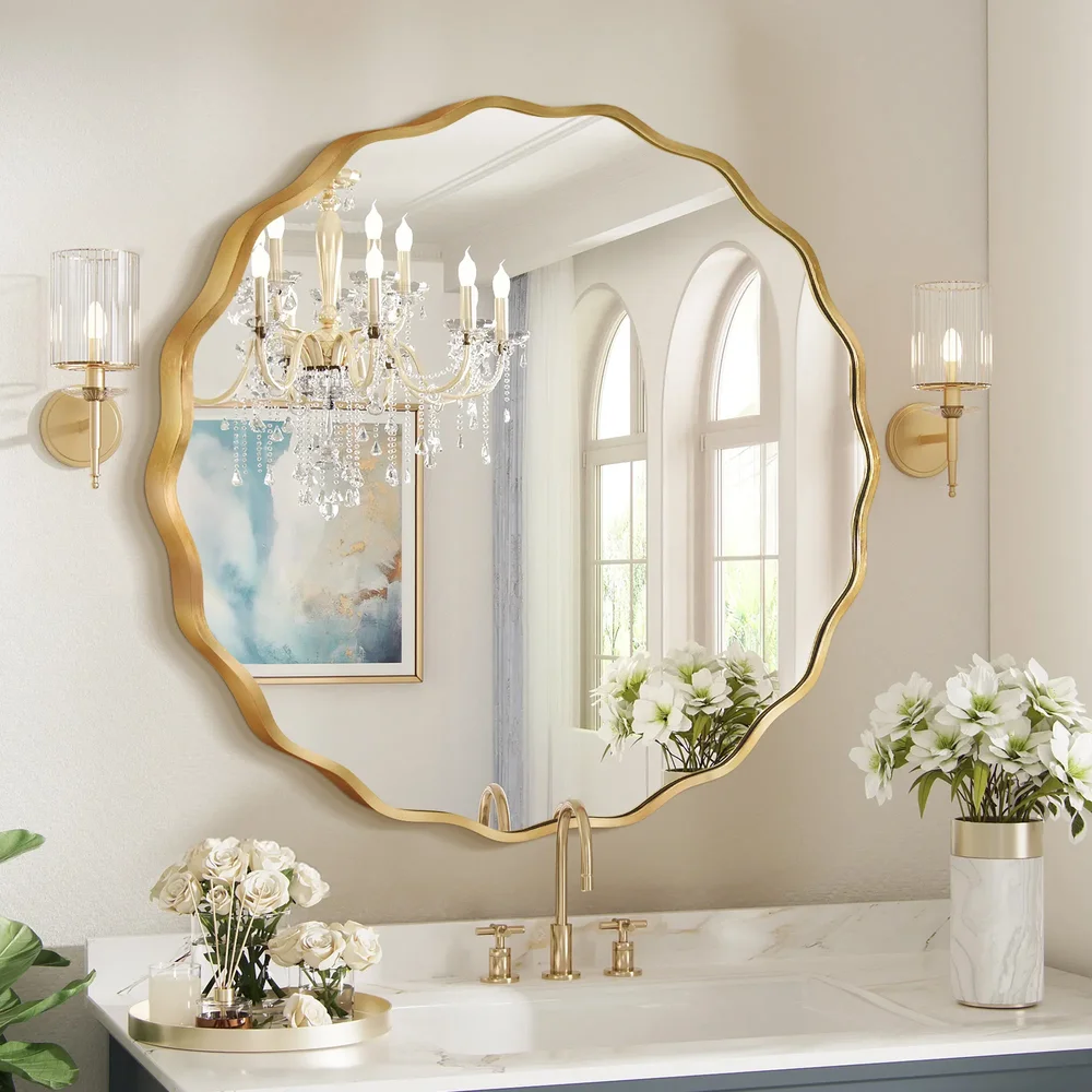 Scalloped Round Metal Wall Mirror