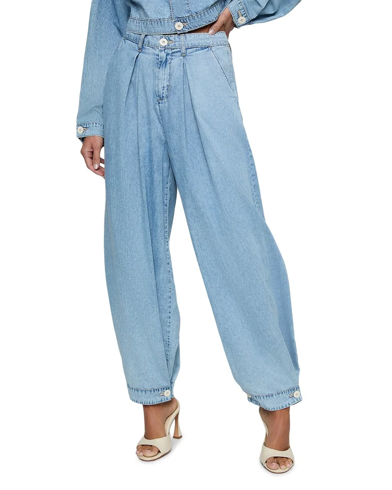 Elias High Rise Convertible Wide Leg Ankle Jeans in Oxnard