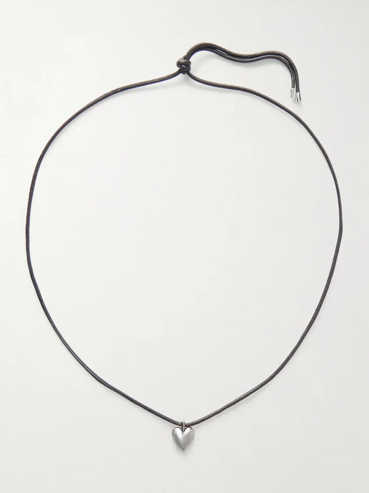 Puffy Heart silver-plated and leather choker