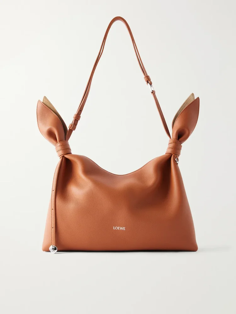 Scarf medium knot-detailed leather shoulder bag